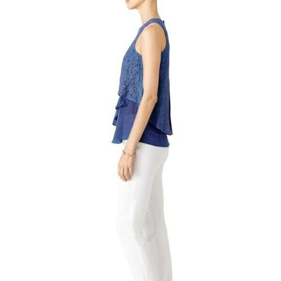 Derek Lam 10 Crosby Tank Women 2 Blue Lace Overlay - Picture 2 of 10